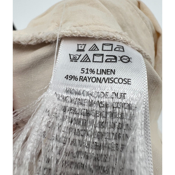 Halston Pants Womens XL Linen Blend Wide Leg Relaxed‎ Trouser Cream Classic - Picture 5 of 7